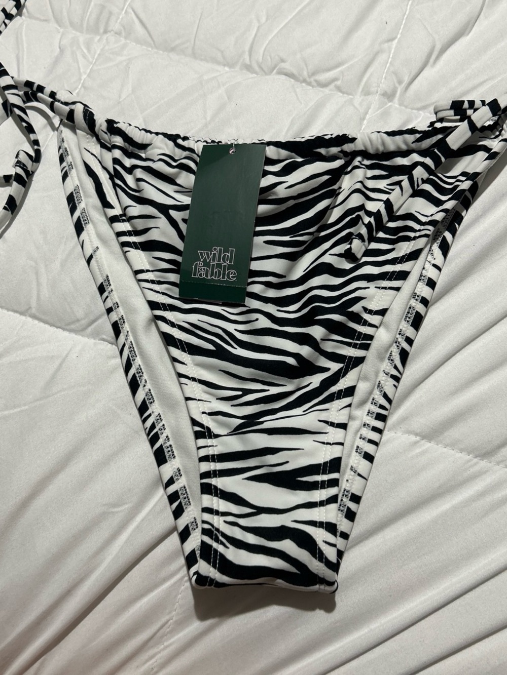 wild fable Black & White Zebra Tie-Side Bikini Bottoms